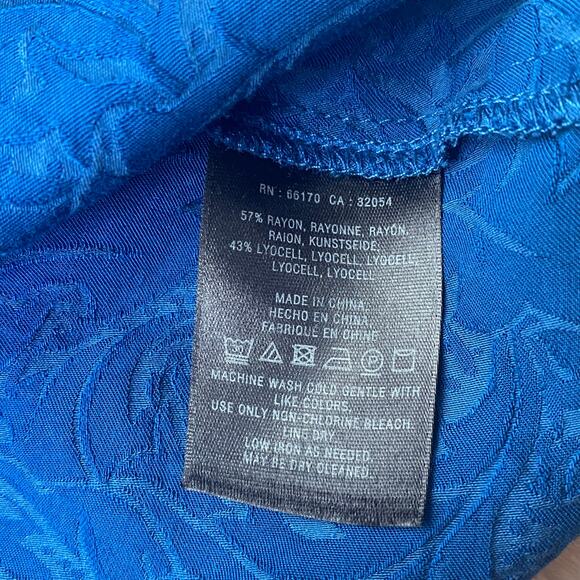 Holding Horses Women's Blue Damask Tie Shoulder Mini Shift Dress Size Medium - Picture 9 of 9